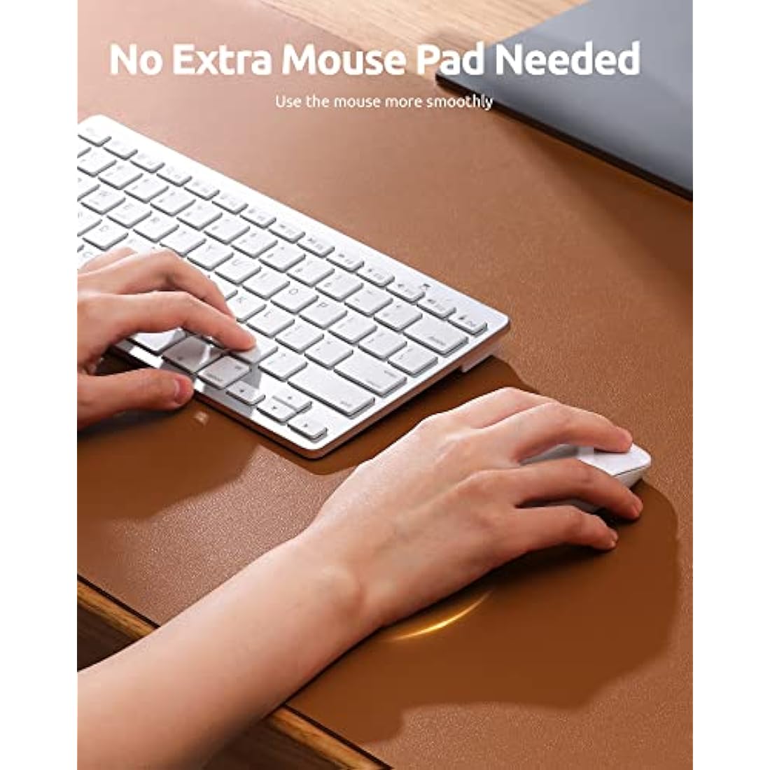 YSAGi Leather Desk Mat – Large Waterproof PU Mouse Pad, Brown (80x40cm)