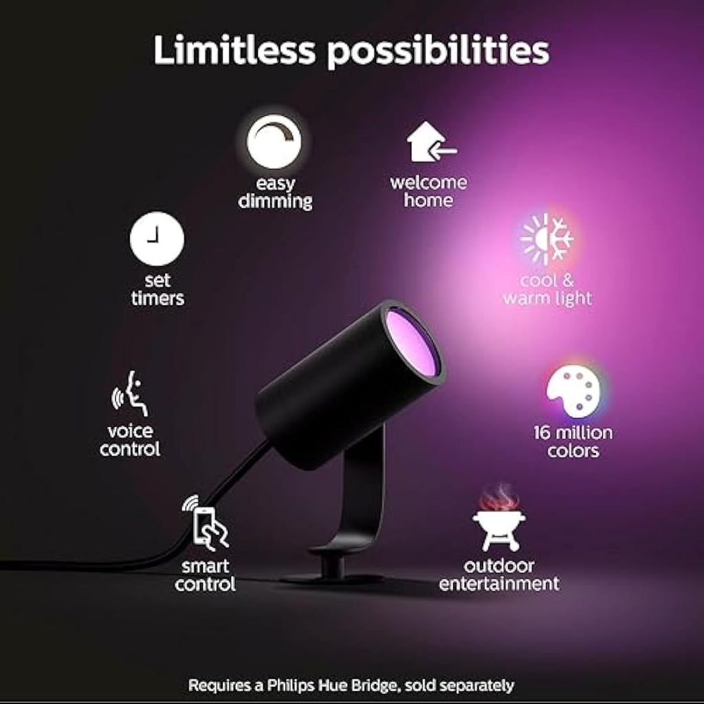 Philips Hue Lily Smart Outdoor LED Spotlight Extension - White & Color