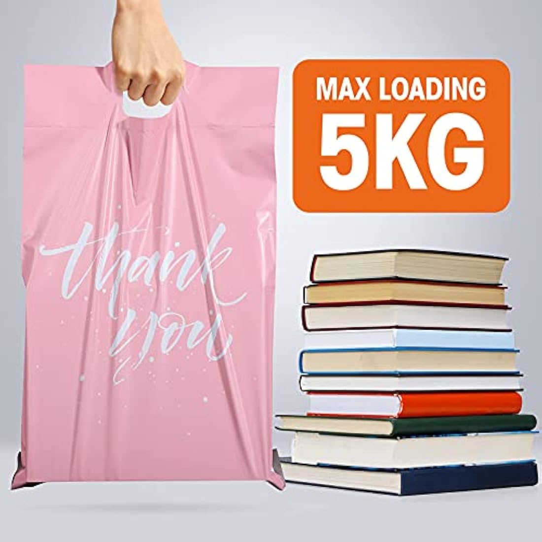 Switory Pink Poly Mailers with Handle | 10x13 Self-Seal Shipping Bags
