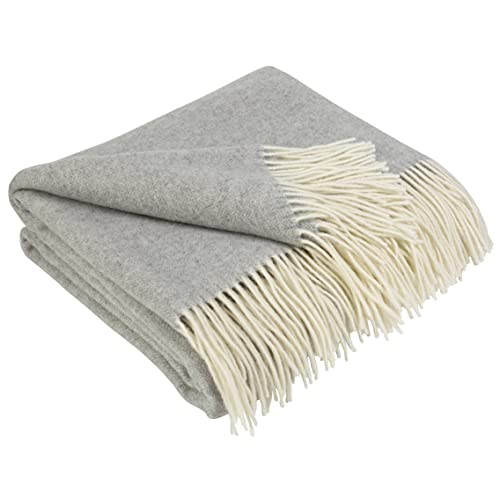 LYHome Cashmere & Merino Wool Throw - Grey Herringbone Blanket, 140x200cm