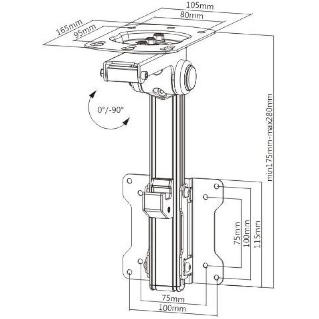Part King TV Ceiling Mount Bracket | 13-27" Tilt & Swivel VESA Mount