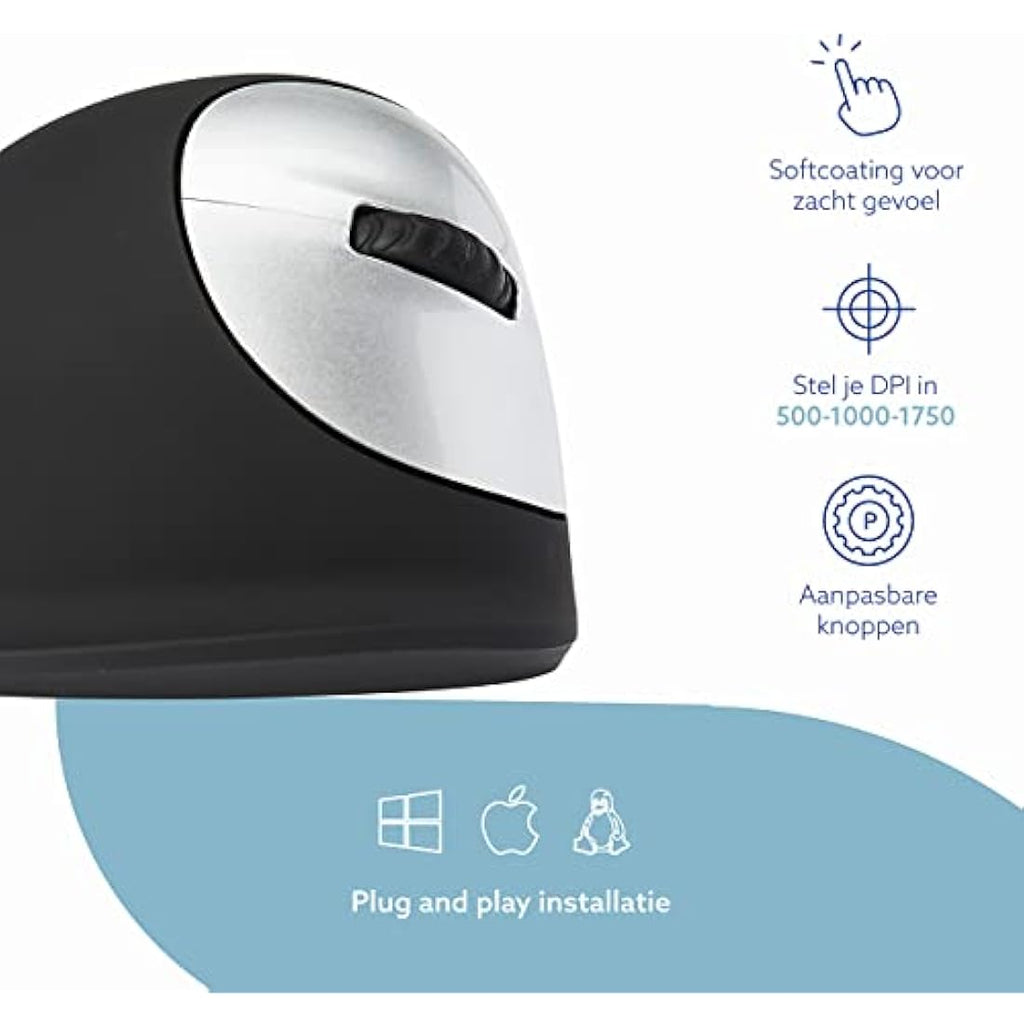 R-Go HE Vertical Ergonomic Mouse | Wireless Right-Handed Mouse