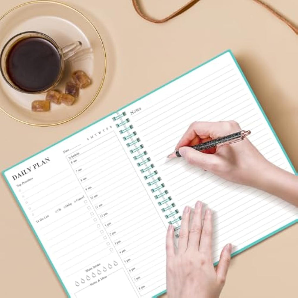 Jolof Store Undated Daily Planner – A5 Spiral To Do List Notebook, Teal