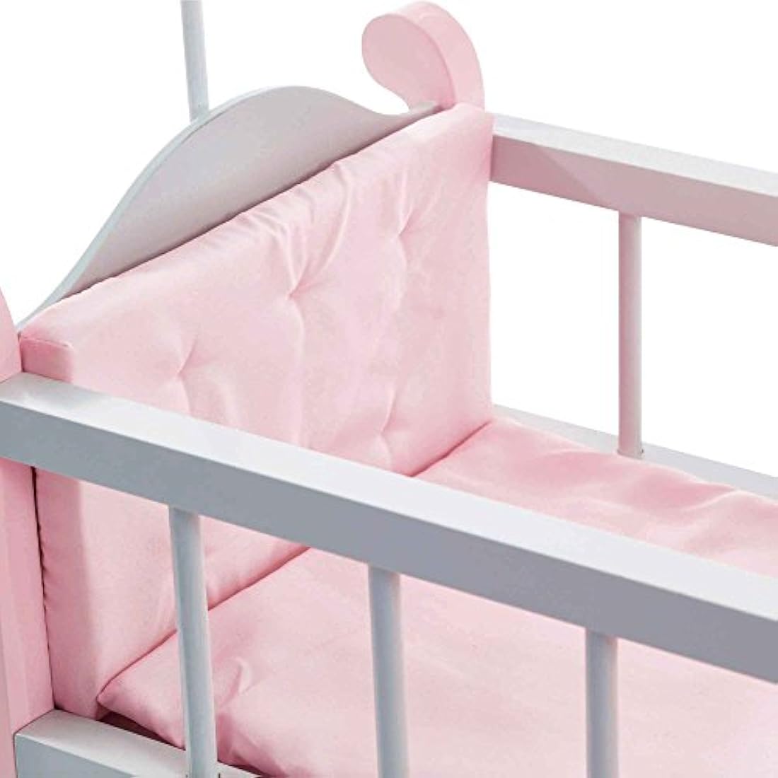 Olivia's Little World Wooden Baby Doll Crib with Storage – Grey/Pink
