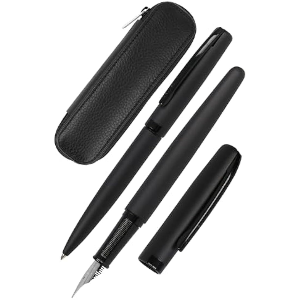 Eleganza Fountain Pen & Ballpoint Set with Leather Case