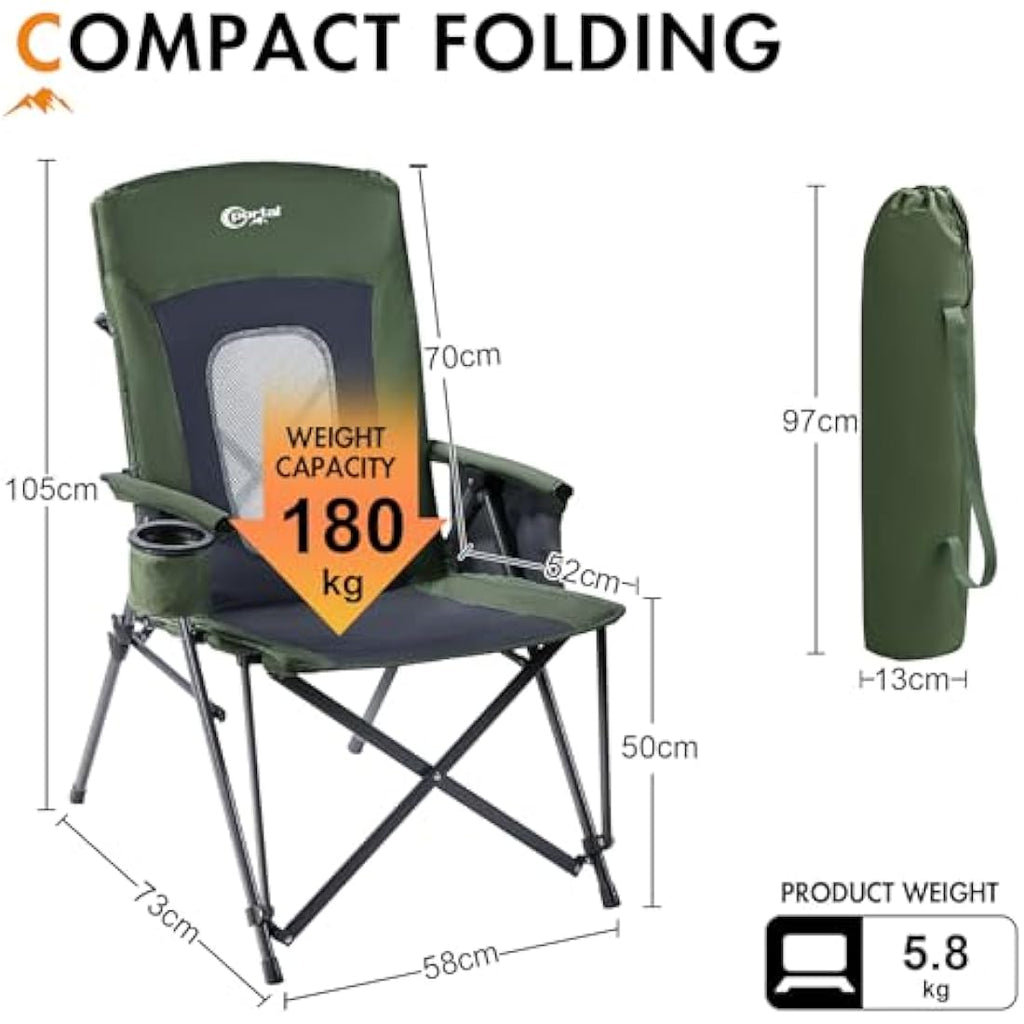 Portal Heavy Duty Folding Camping Chair | High Back 180KG Load Capacity