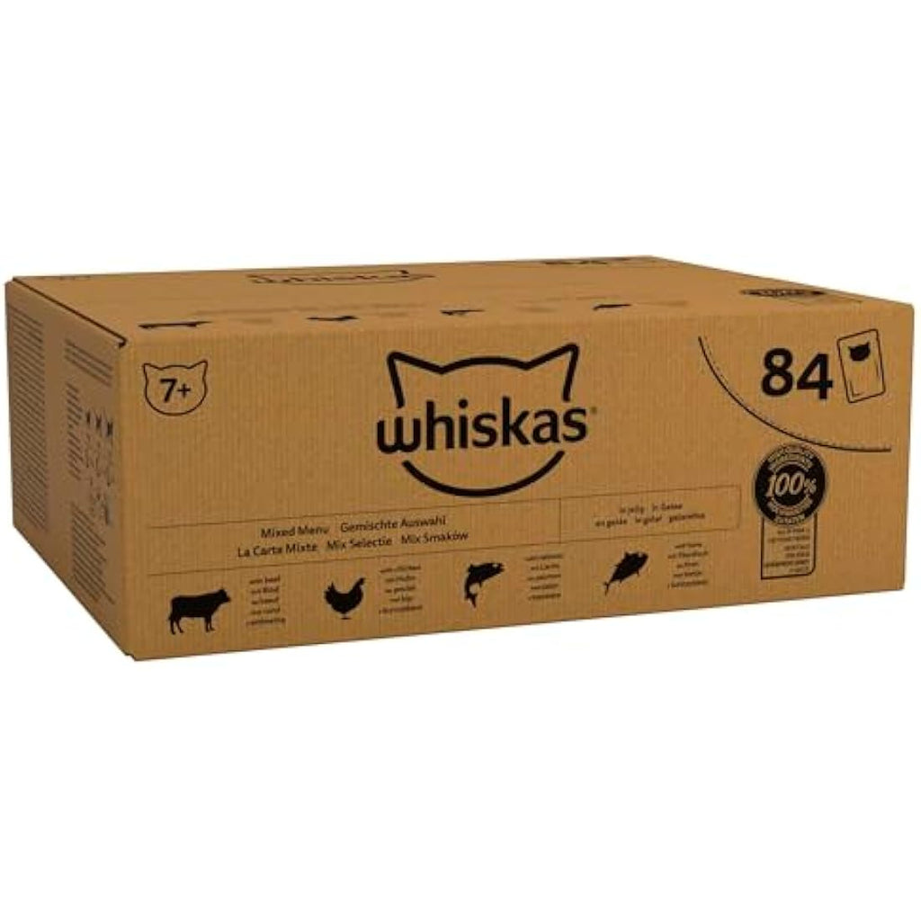 Whiskas 7+ Senior Wet Cat Food - Mixed Selection in Jelly - 84 x 85g Bulk