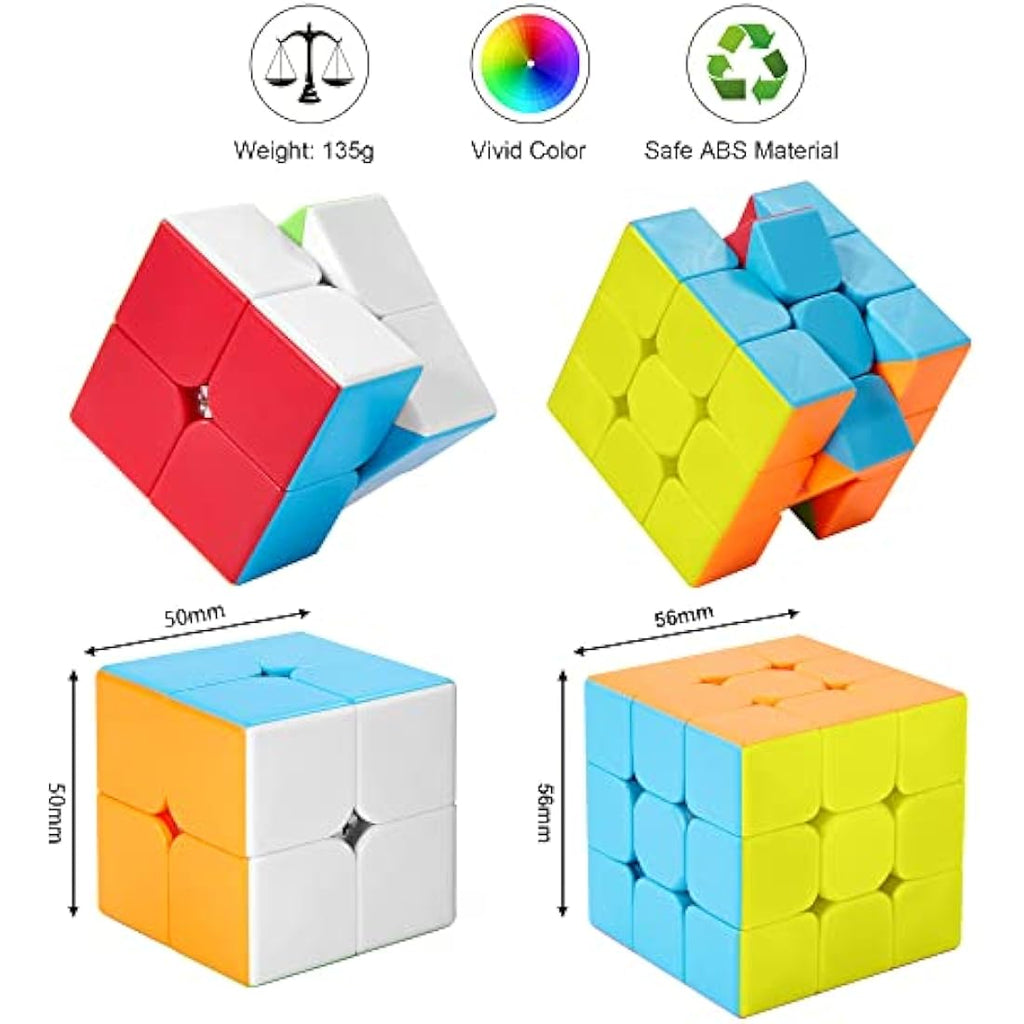 Roxenda Speed Cube Set | 2x2 3x3 Stickerless Magic Cube Puzzle Toy