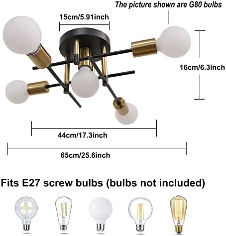 Modern Sputnik Chandelier – 5-Light Industrial Ceiling Light