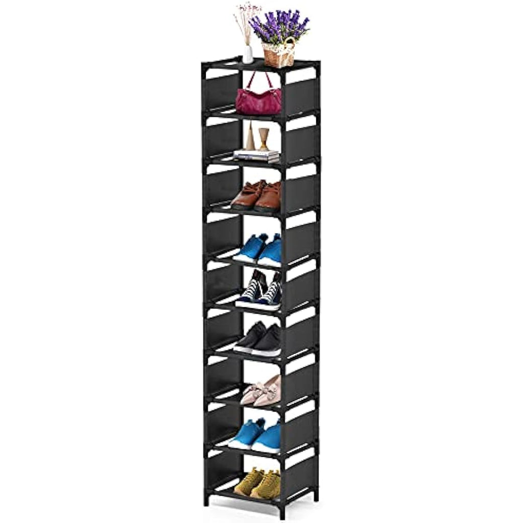 Esonstyle 10-Tier Narrow Shoe Rack – Metal Vertical Space Saving Organizer