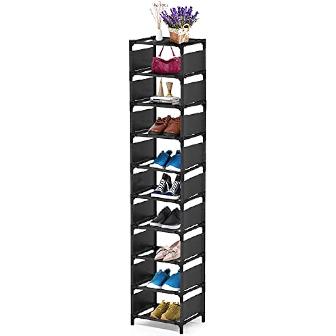 Esonstyle 10-Tier Narrow Shoe Rack – Metal Vertical Space Saving Organizer