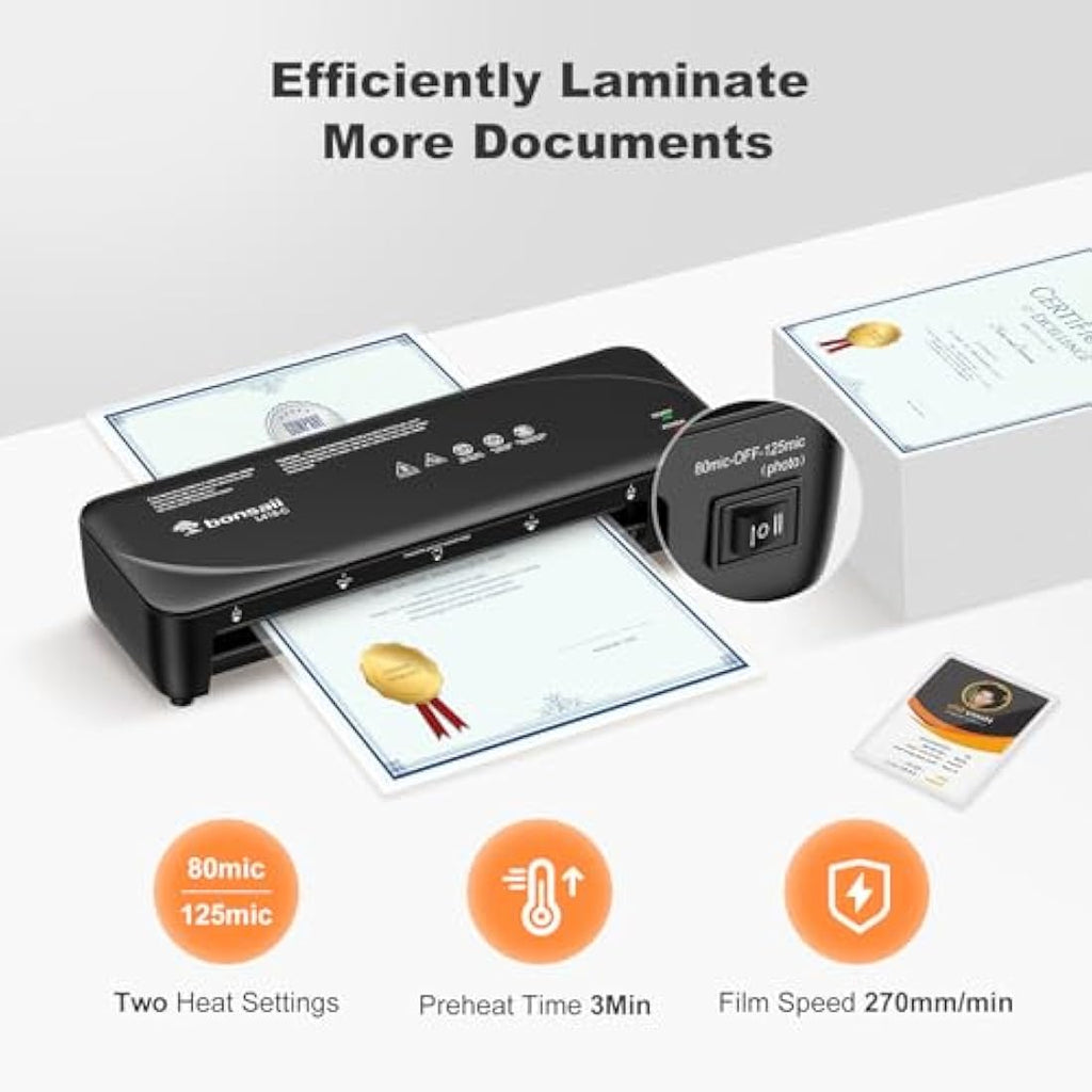 Bonsaii A4 Laminator Machine | Never Jam Thermal L418-C for Home & Office