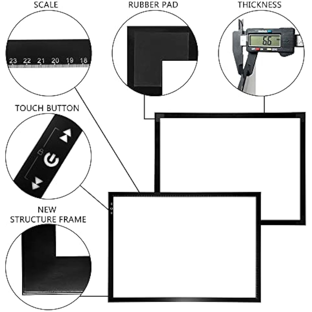 A2 Artist Tracing Light Box – 5500 Lux Dimmable LED Pad