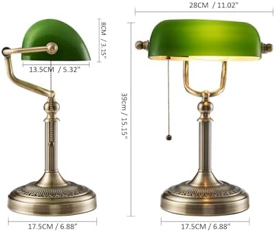 Jolof Store Green Glass Bankers Desk Lamp – Adjustable Vintage Table Light