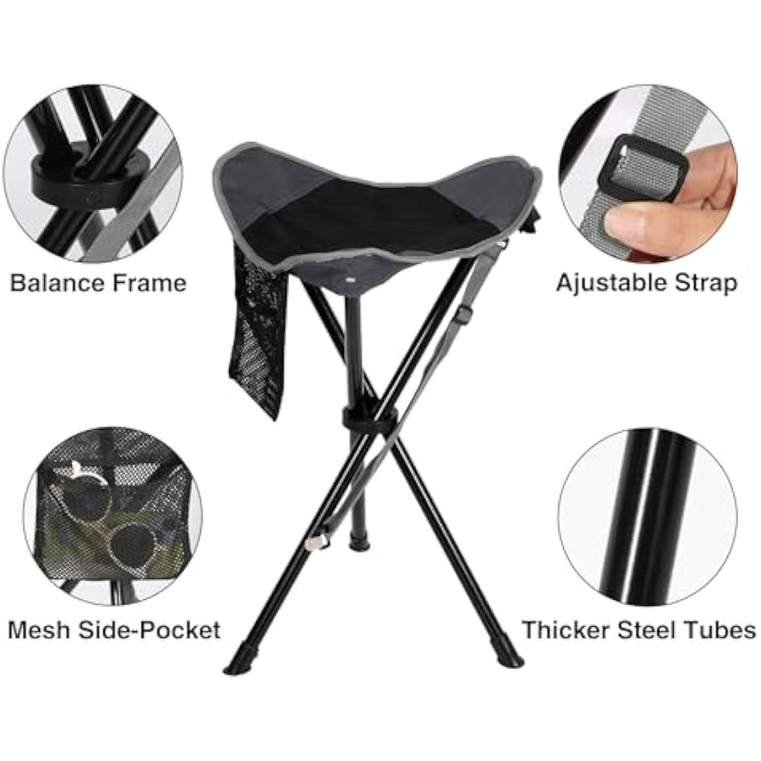 REDCAMP 22.4" Tall Folding Tripod Stool 2-Pack | Portable Camping Chairs
