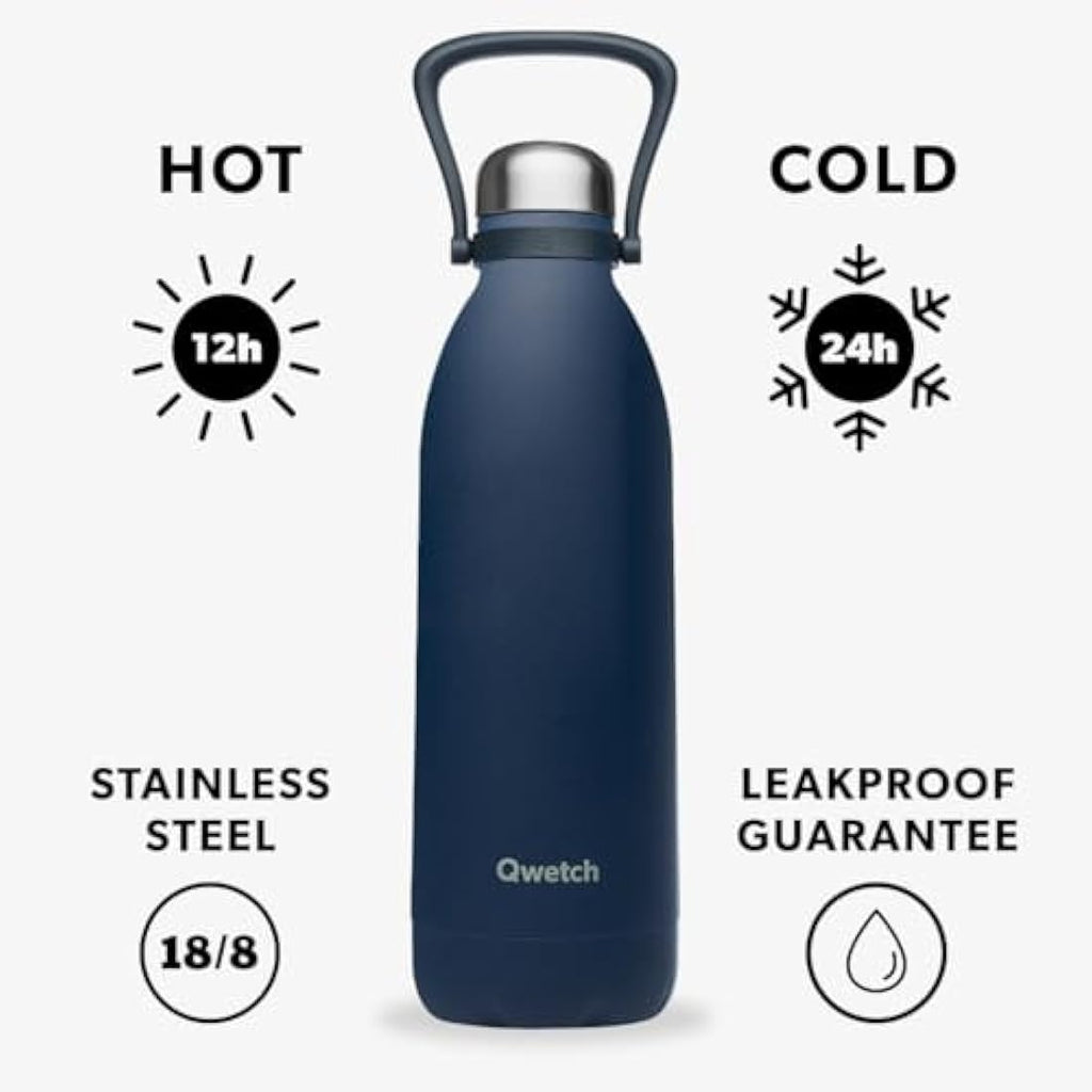 Qwetch Isothermal Bottle – 1.5L Stainless Steel Thermos | Granite Blue