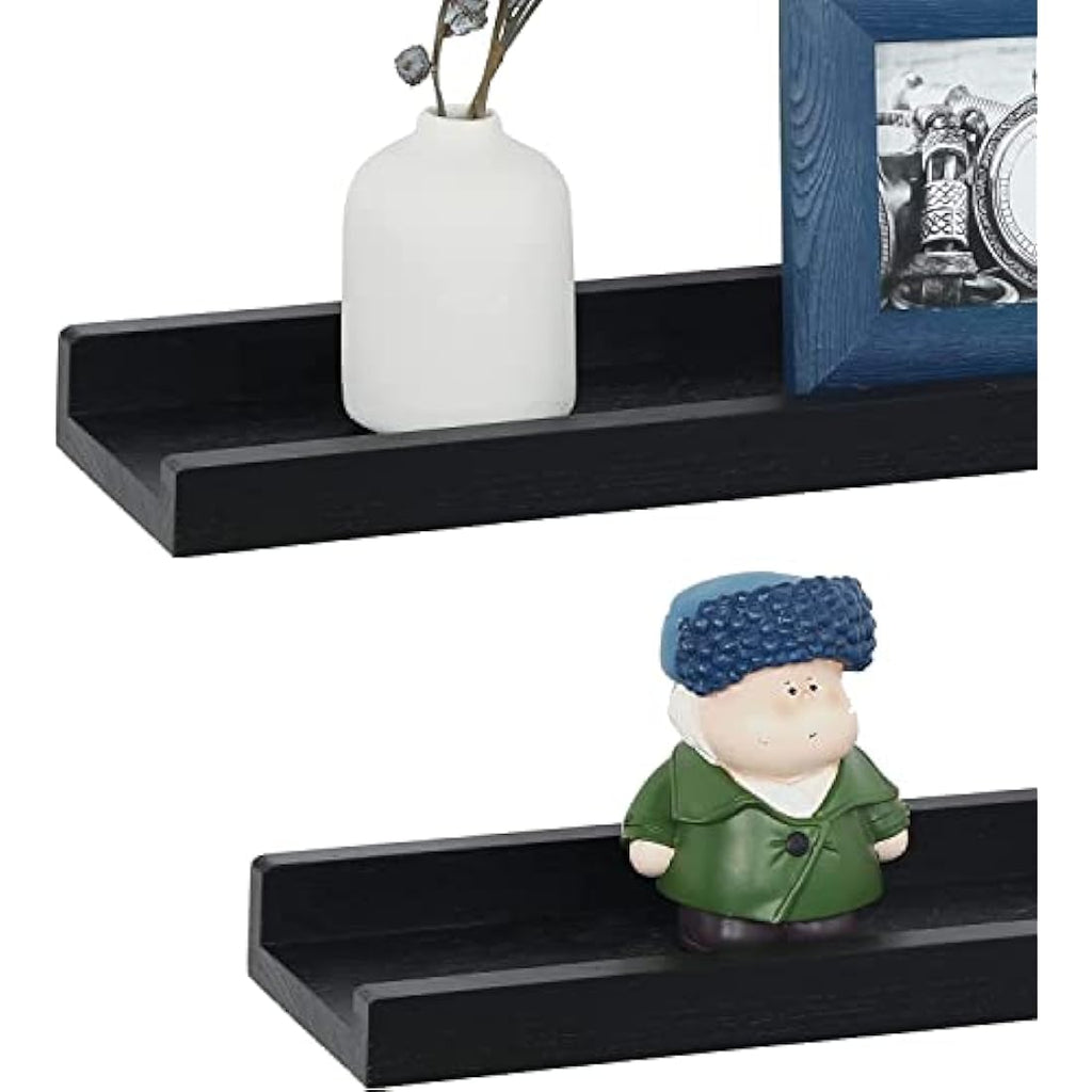 PHOENANCEE 43cm Solid Wood Floating Shelves - Rustic Wall Ledge, Set of 2