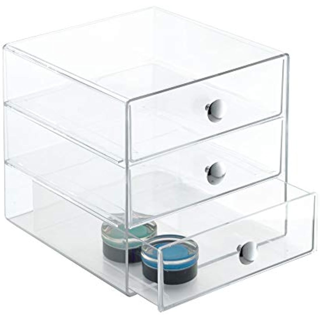 iDesign Clear Makeup Organiser – 3-Drawer Plastic Jewelry Storage Box
