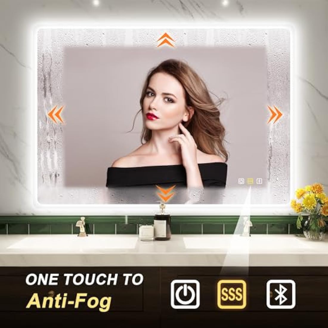STARLEAD Bluetooth LED Bathroom Mirror | 50x70cm Anti-Fog Dimmable Smart Mirror