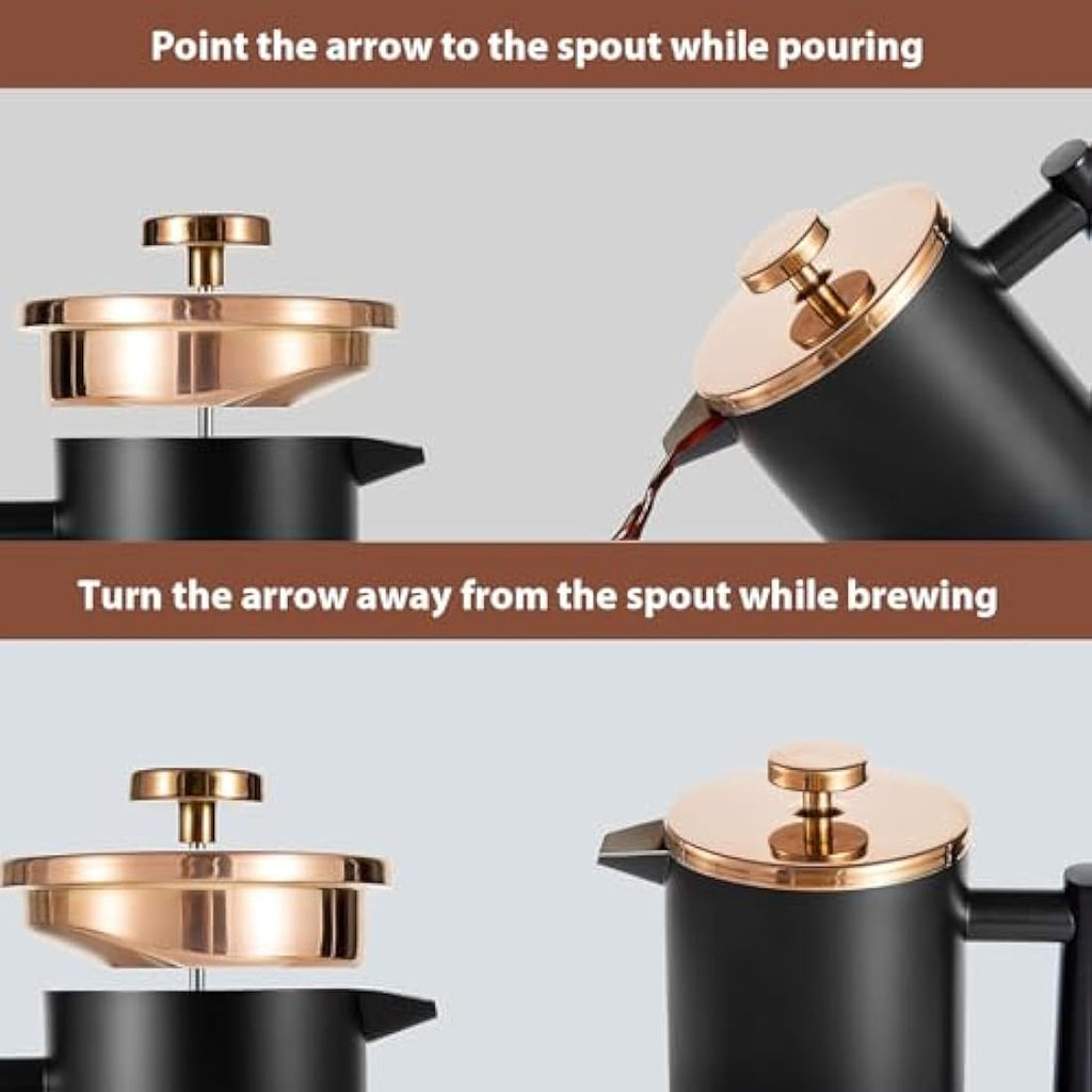Wrobic French Press Coffee Maker – 34oz Insulated Stainless Steel Brewer