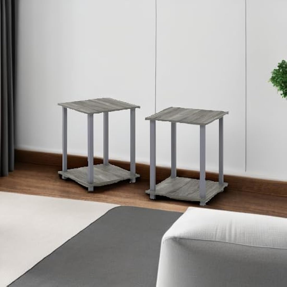 Furinno Simplistic End Table 2-Pack | French Oak Grey Side Tables