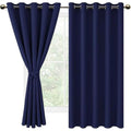 Jolof Store Navy Blue Blackout Curtains - Thermal Grommet Drapes, 2 Panels