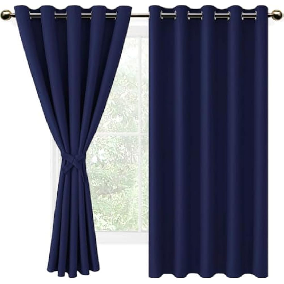 Jolof Store Navy Blue Blackout Curtains - Thermal Grommet Drapes, 2 Panels