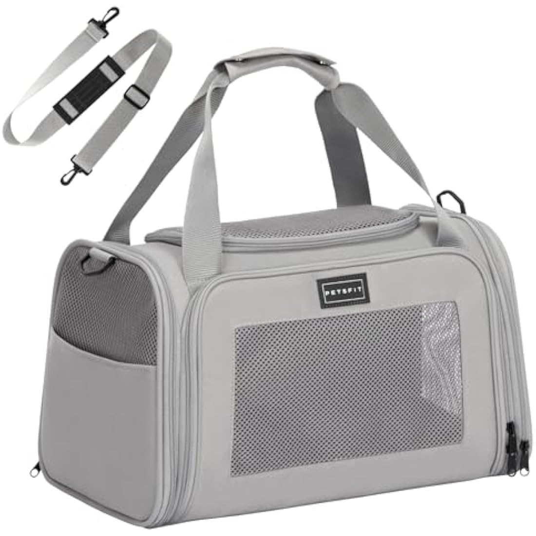 Petsfit Airline Approved Pet Carrier | Grey Cat Bag with Fleece Mat