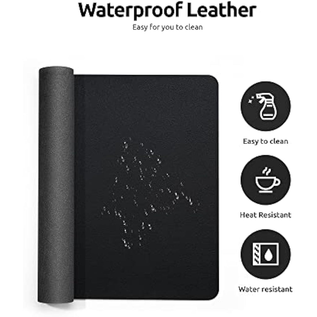 YSAGi Leather Desk Mat – Large Waterproof PU Mouse Pad & Protector, Black
