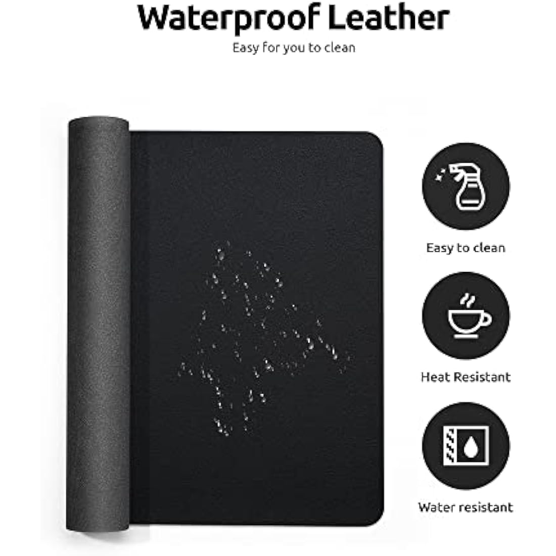 YSAGi Leather Desk Mat – Large Waterproof PU Mouse Pad & Protector, Black