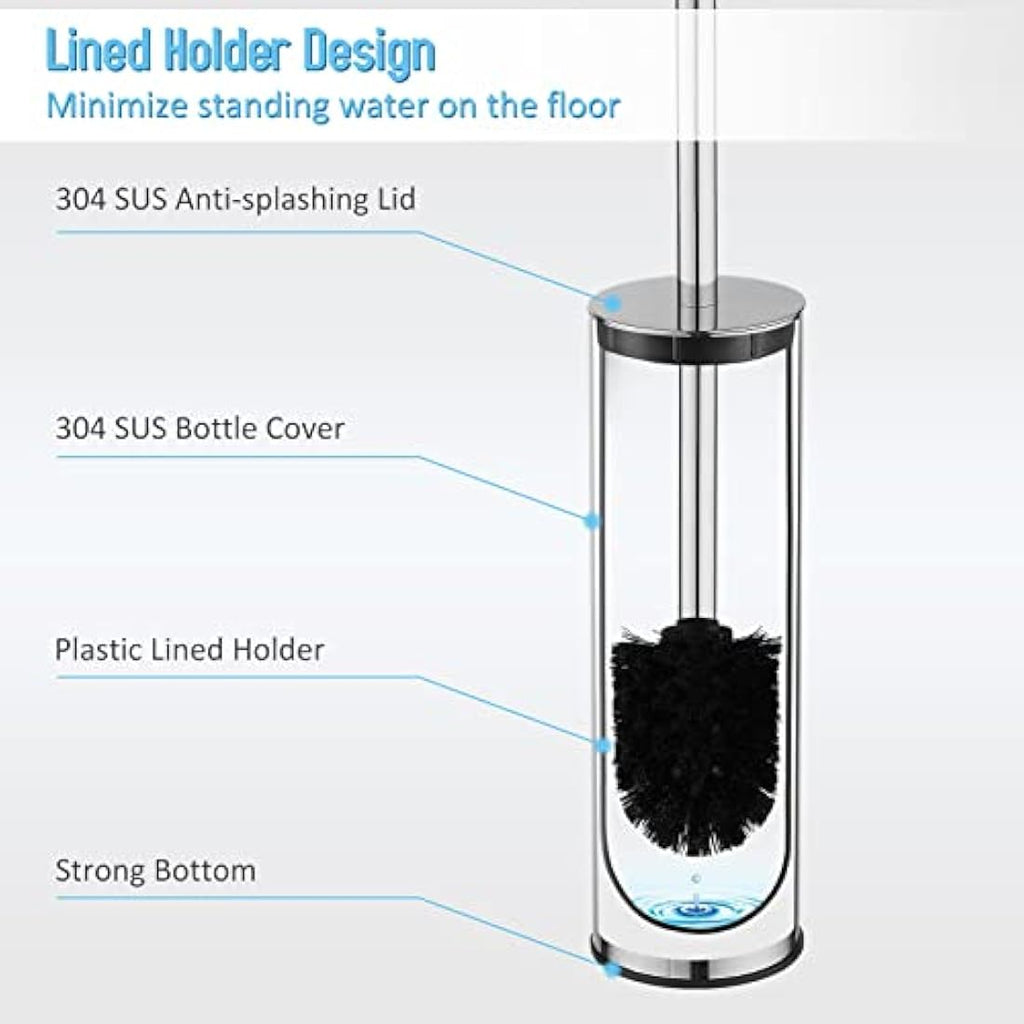 BGL 304 Stainless Steel Toilet Brush and Holder – Chrome Round Stand