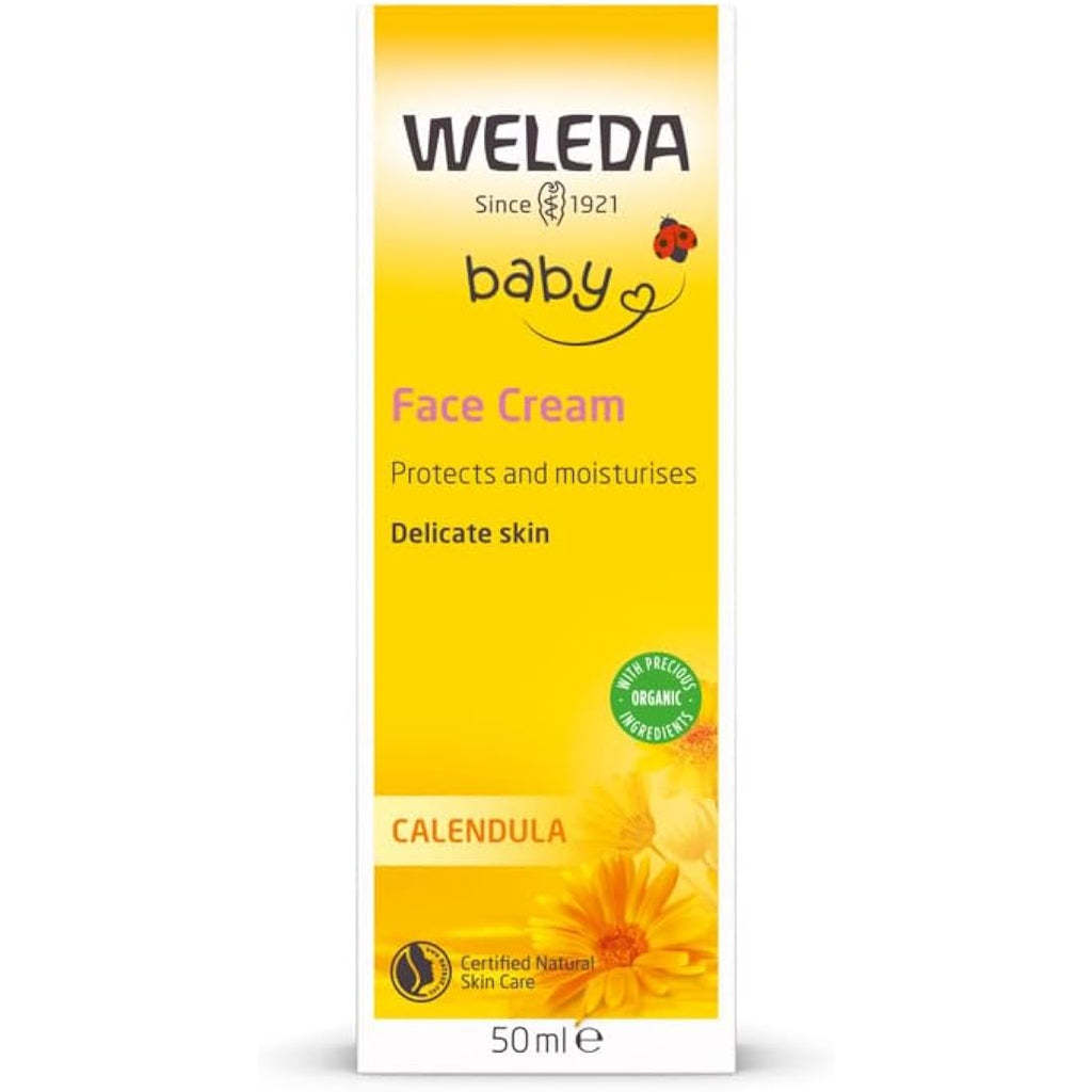 Weleda Calendula Baby Face Cream – Organic Moisturiser for Sensitive Skin, 50ml