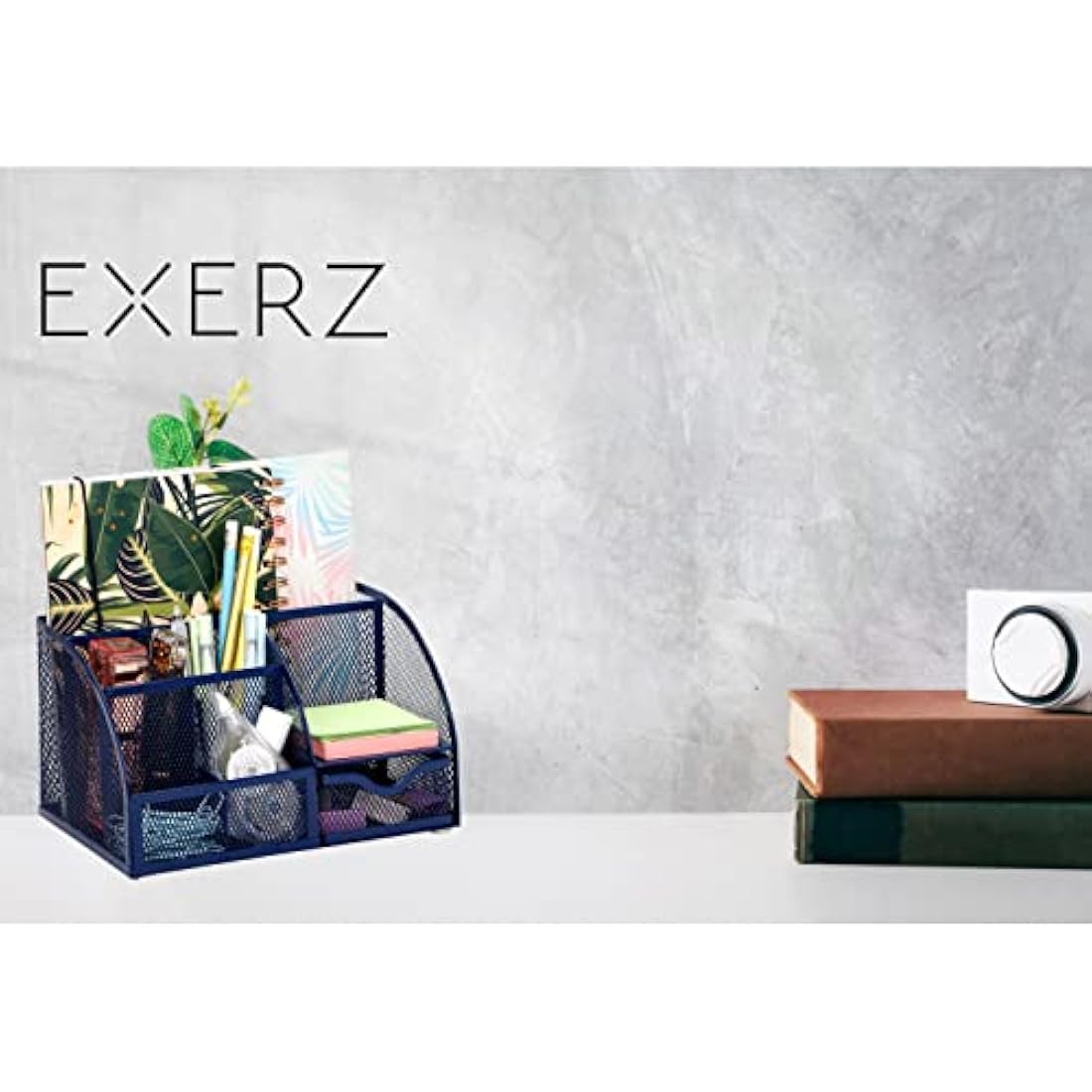 Exerz Mesh Desk Organiser – 7 Compartment Metal Office Tidy Caddy