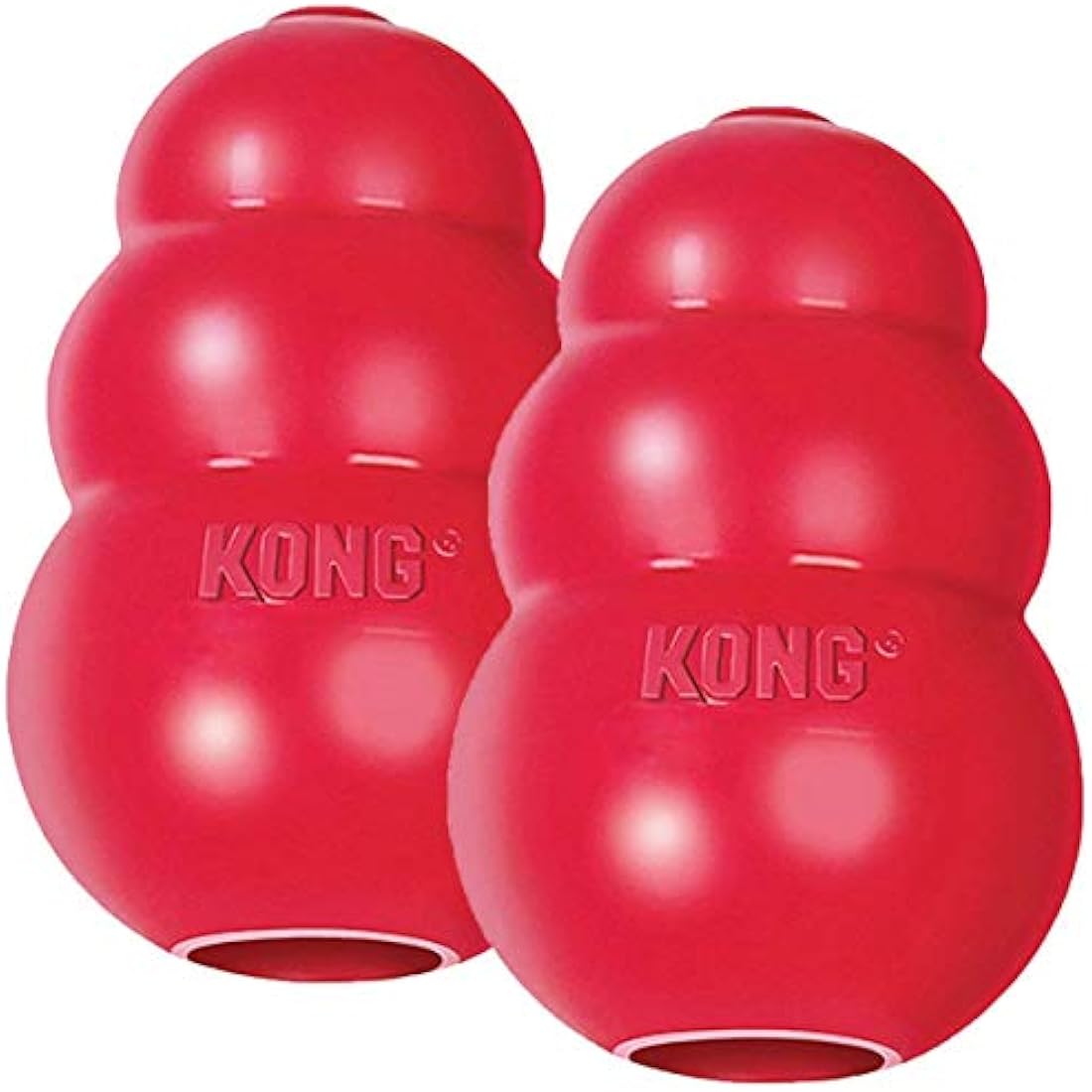KONG Classic Durable Rubber Dog Toy - Large Red Fetch Toy, 2 Pack