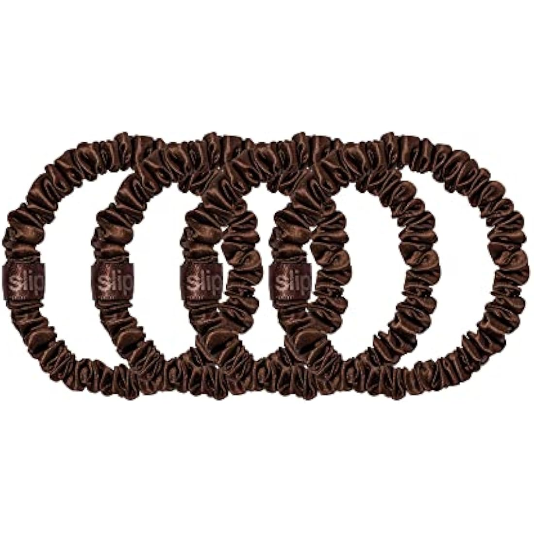 Slip Skinny Silk Scrunchies – Brown Mulberry Silk Hair Ties (4 Pack)