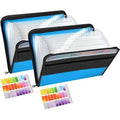 Tranbo A4 Expanding File Folder with Zipper - 2 Pack Blue Document Organizer