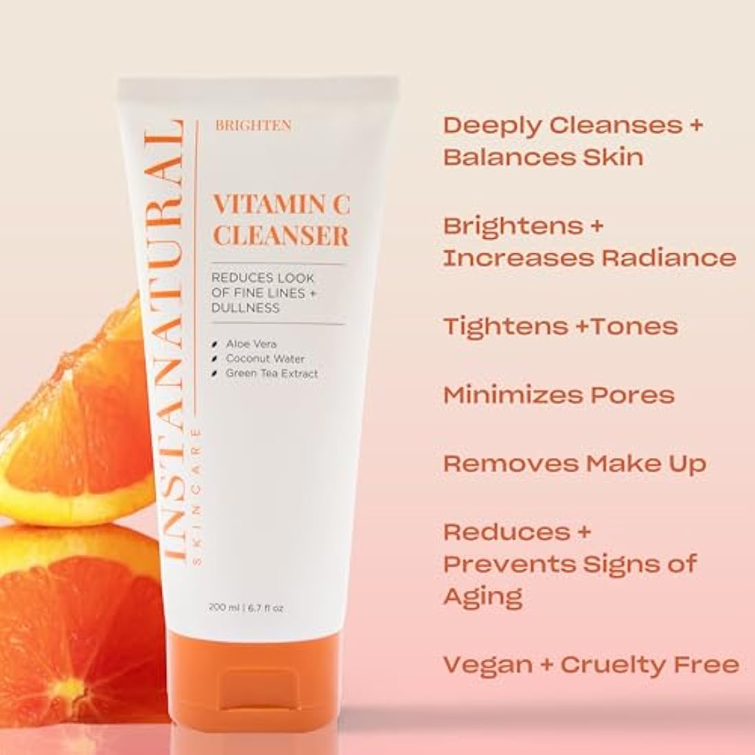 InstaNatural Vitamin C Facial Cleanser – Anti-Aging & Pore Refining – 200ml