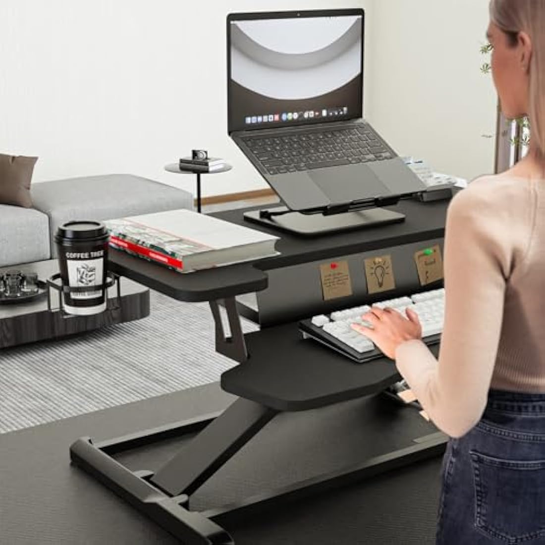 PUTORSEN 37" Standing Desk Converter | Dual Tiered Sit-Stand Riser