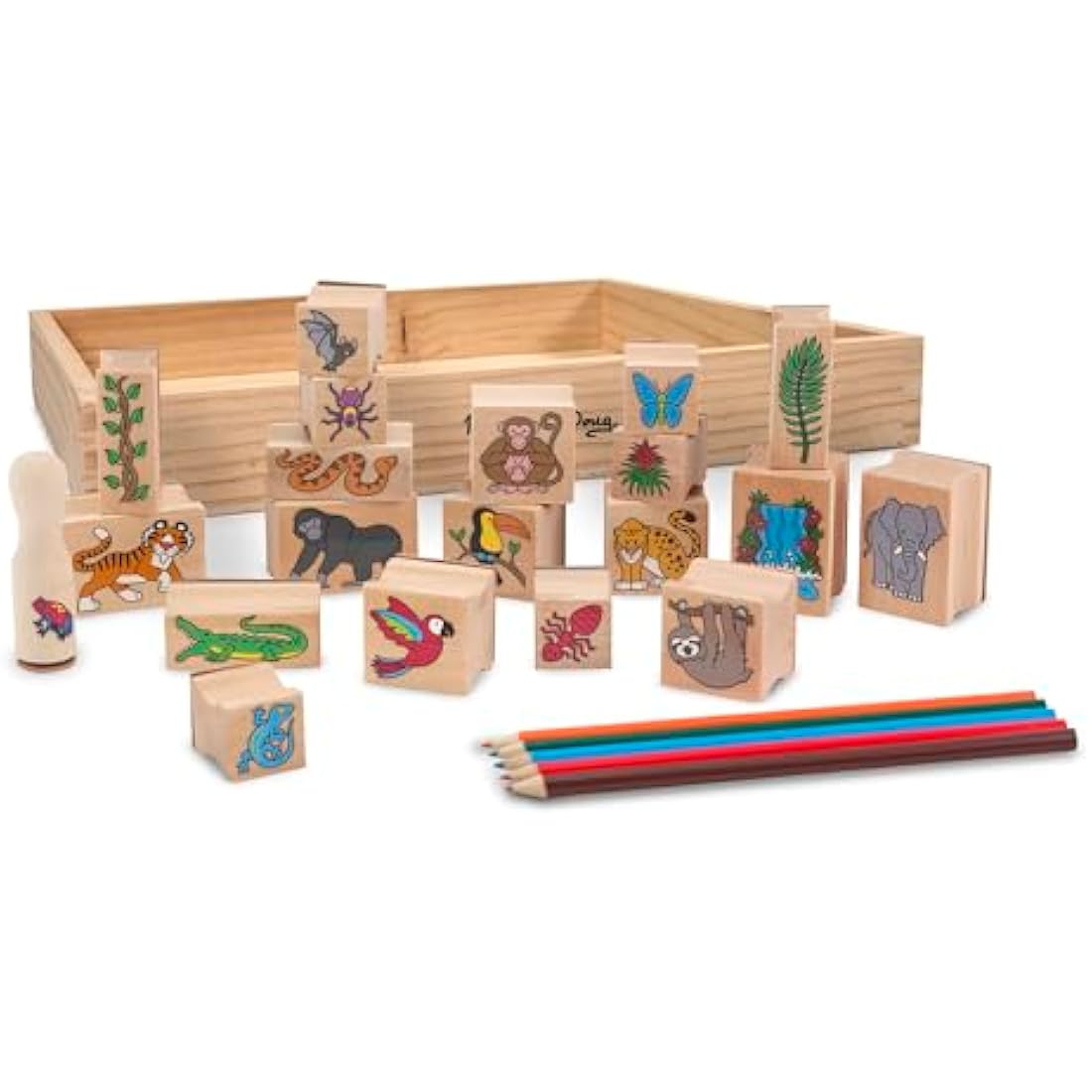 Melissa & Doug Rain Forest Stamp-a-Scene Set - 20 Wooden Stamps