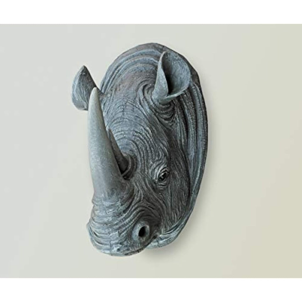 Rhino Wall Art – Grey Resin Animal Head Hanging Sculpture