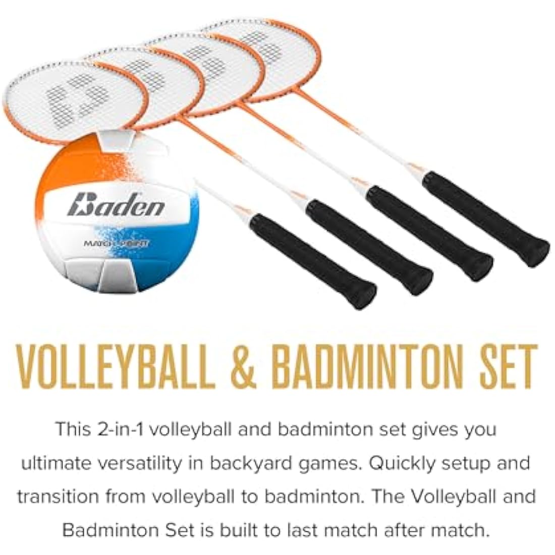 Baden Champions Volleyball & Badminton Set | Portable Outdoor Game Kit