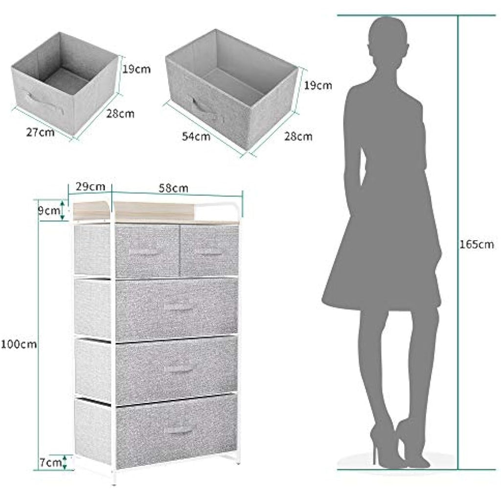 YITAHOME 5-Drawer Fabric Dresser | Storage Organizer with Wood Top