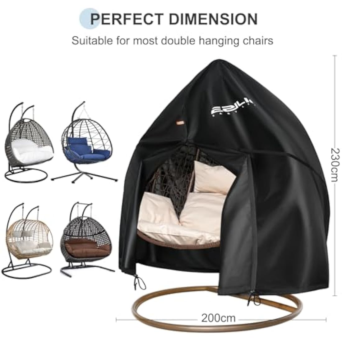 Ezilif Double Egg Chair Cover | 420D Oxford Waterproof Heavy Duty Cover