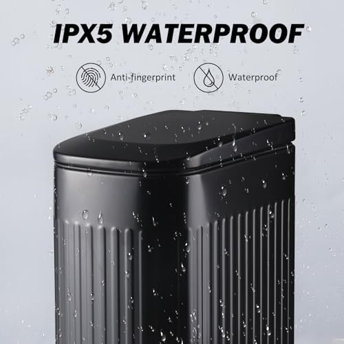 ELPHECO Slim Bathroom Trash Can | 1.8 Gal Matte Black Stainless Steel