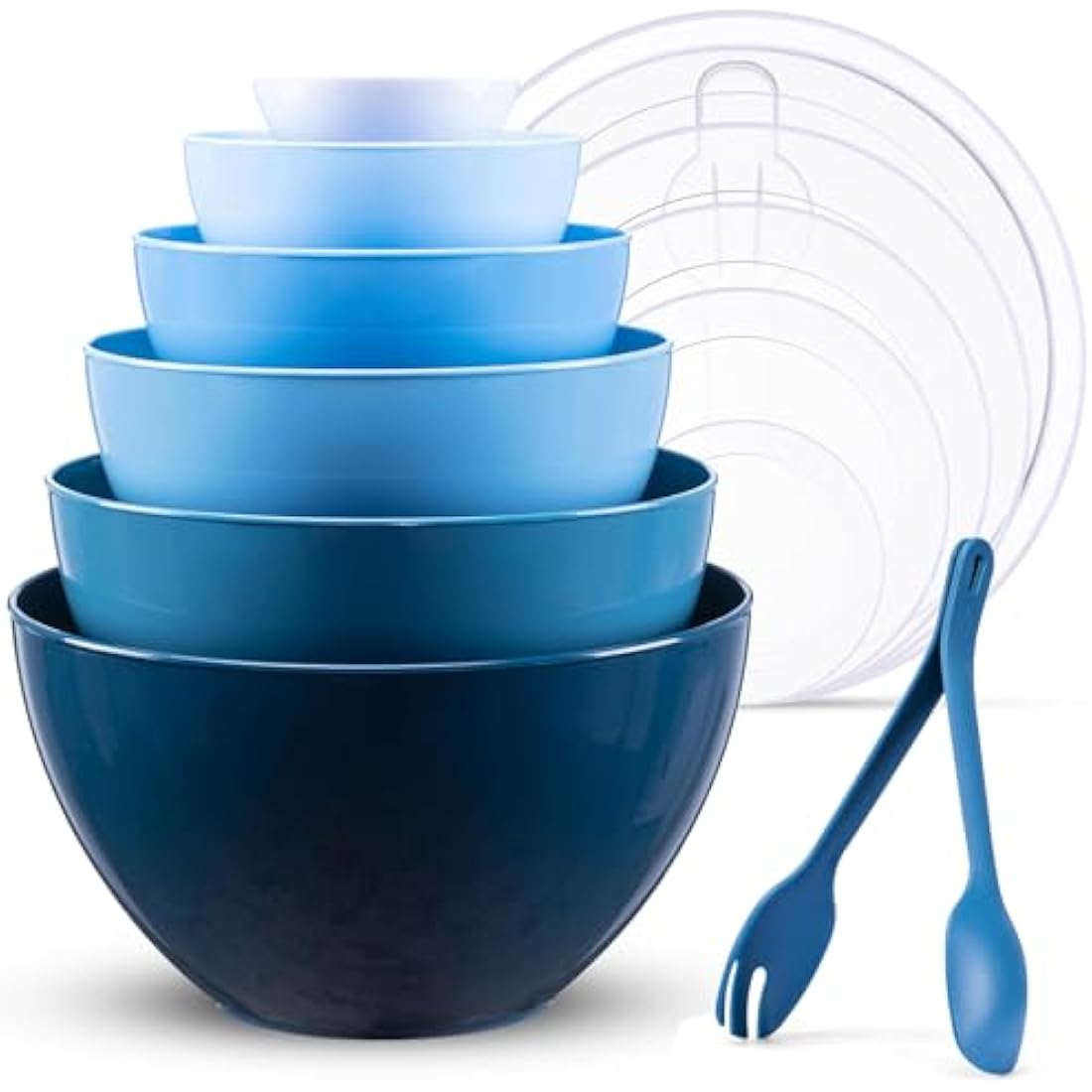 Luxear 6-Piece Plastic Mixing Bowls with Lids – Nesting Food Storage Set