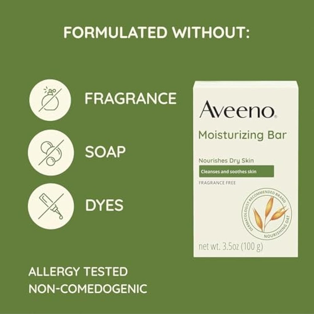 Aveeno Moisturizing Bar for Dry Skin - Gentle Cleanser, 3.5 Oz (2 Pack)