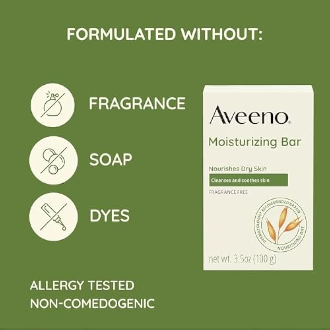 Aveeno Moisturizing Bar for Dry Skin - Gentle Cleanser, 3.5 Oz (2 Pack)
