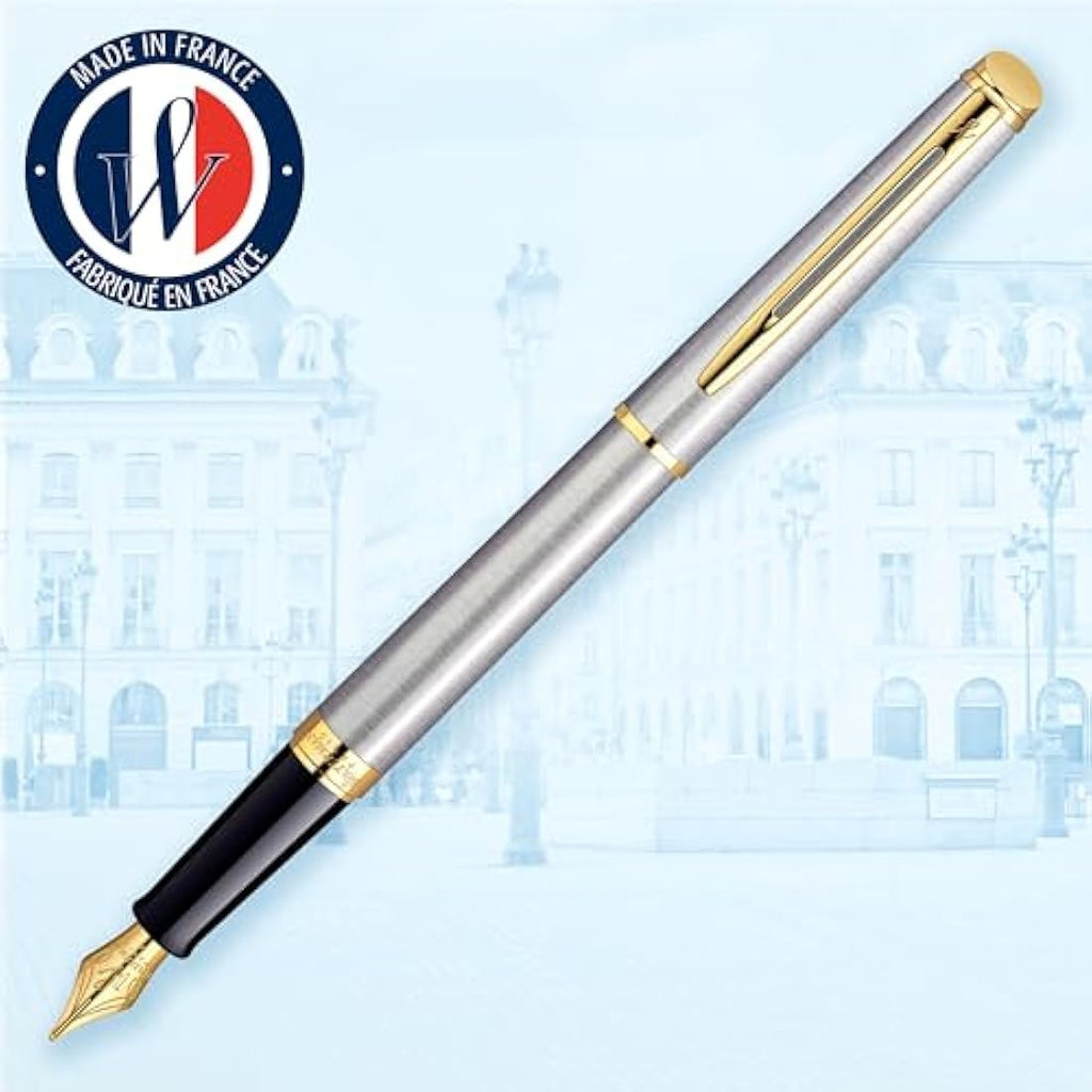 Waterman Hémisphère Fountain Pen | Stainless Steel & 23k Gold Trim