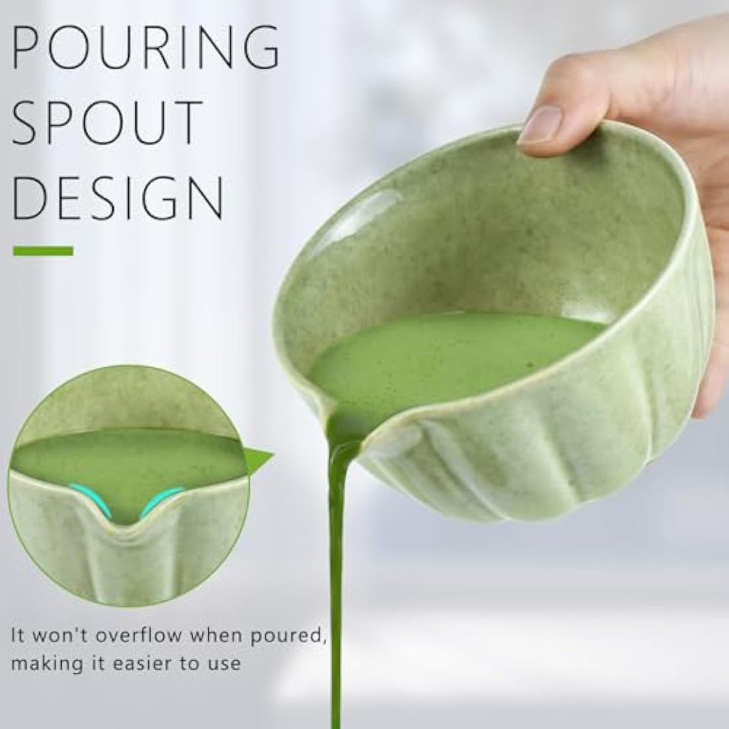 Artcome 6-Piece Japanese Matcha Tea Set with Spout Bowl and Whisk