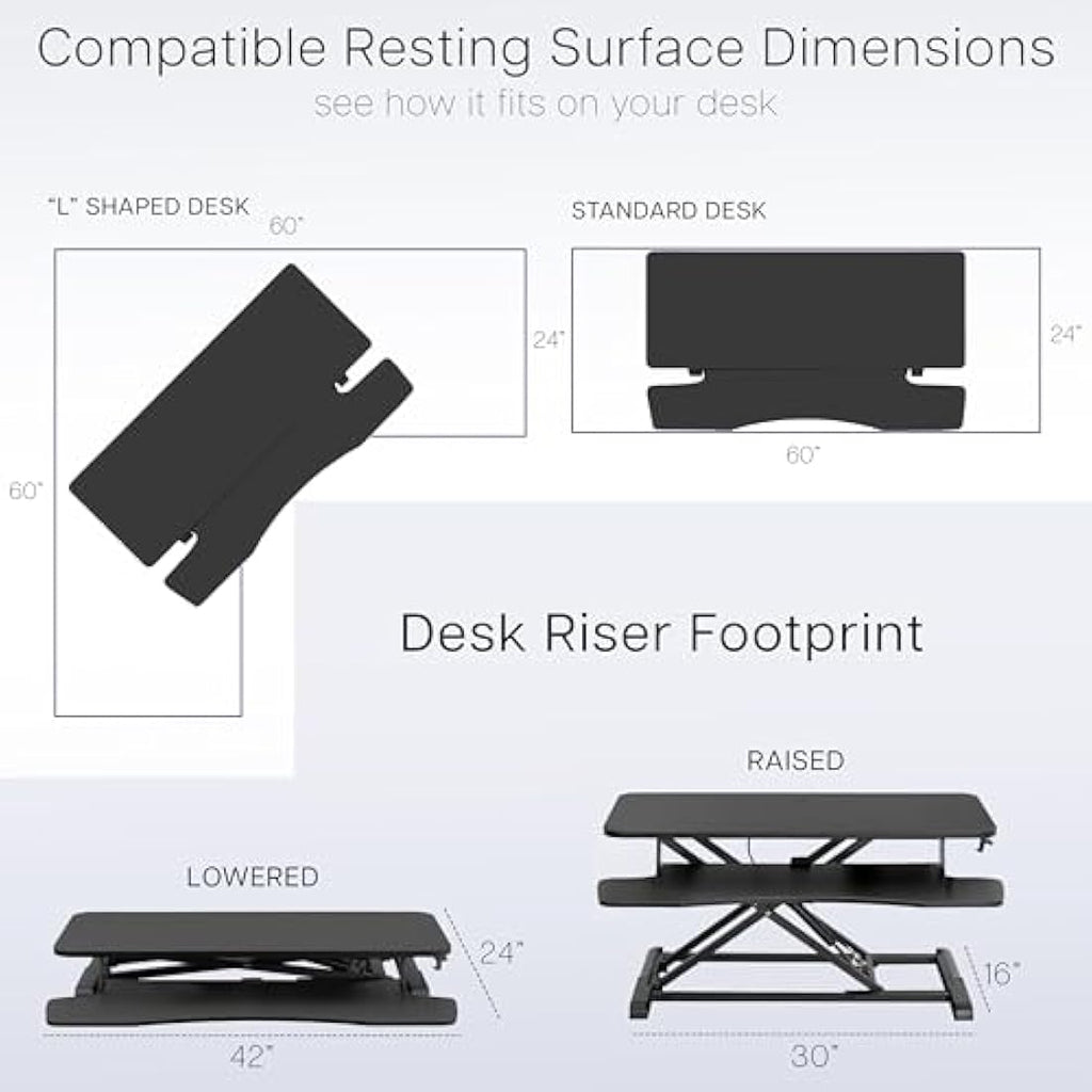 VIVO 107 cm Height Adjustable Standing Desk Converter - Dual Monitor Riser
